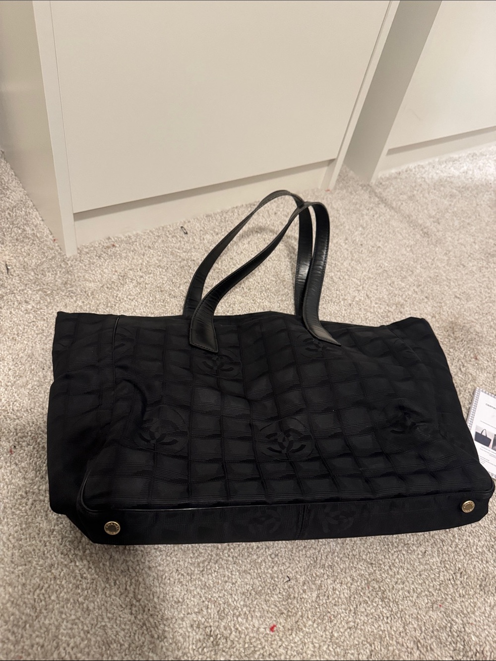 Chanel travel line black bag cc nylon look/feel comes w/ COA & visible auth code